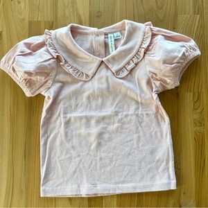 Janie and Jack Light Pink Ruffle Collar Puff Sleeve Tee